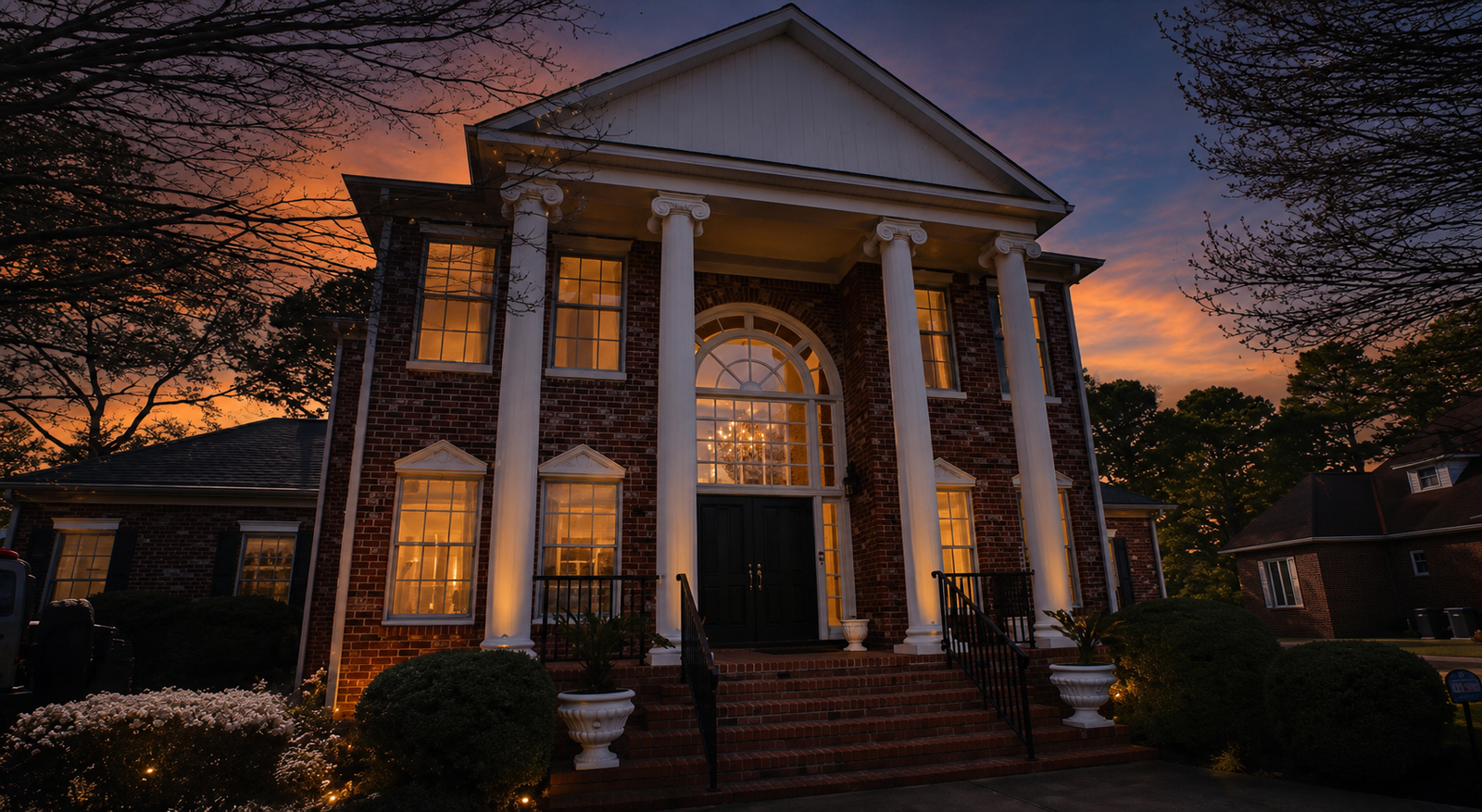 Twilight exterior of 3749 Annandale Drive