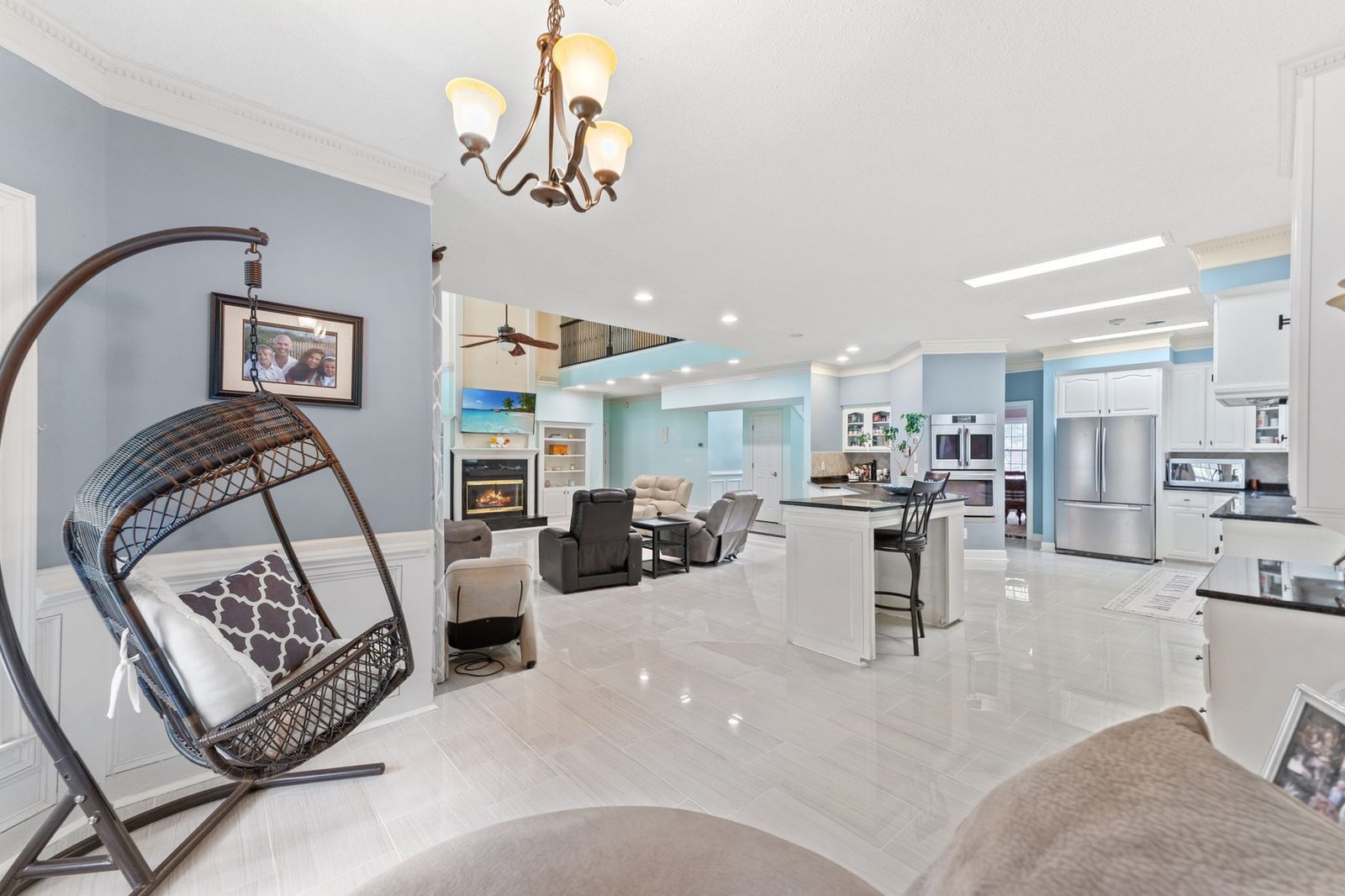 Bright open living and kitchen area