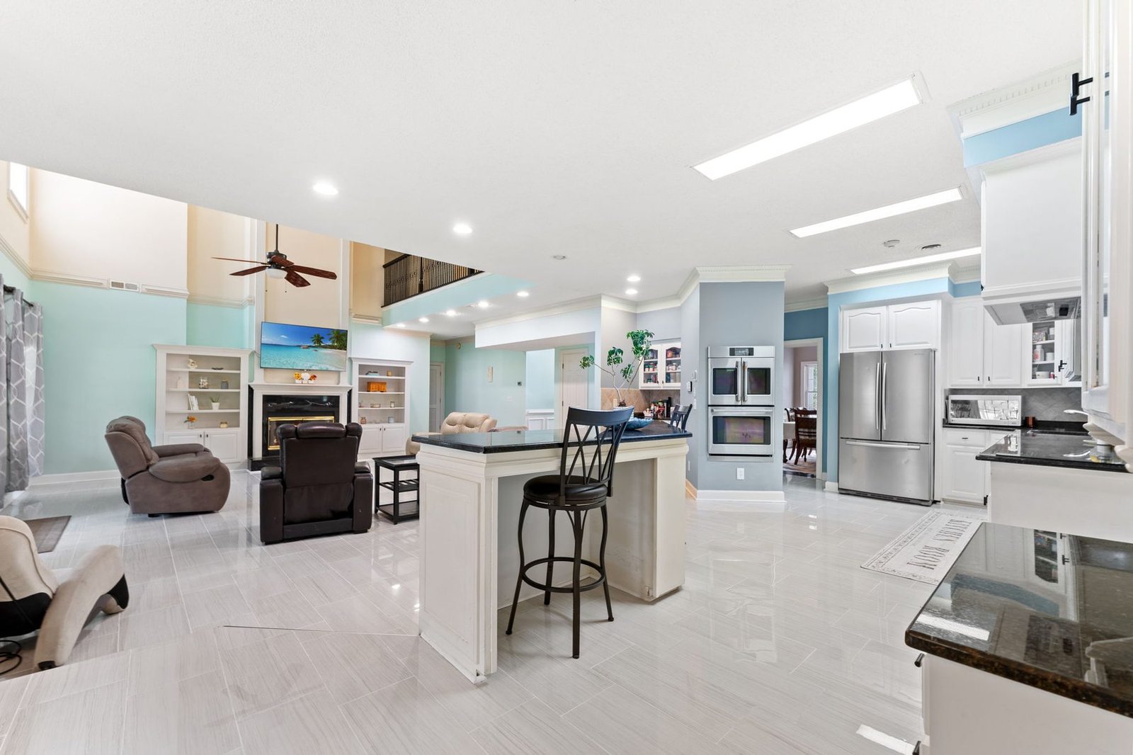 Open kitchen and living room flow